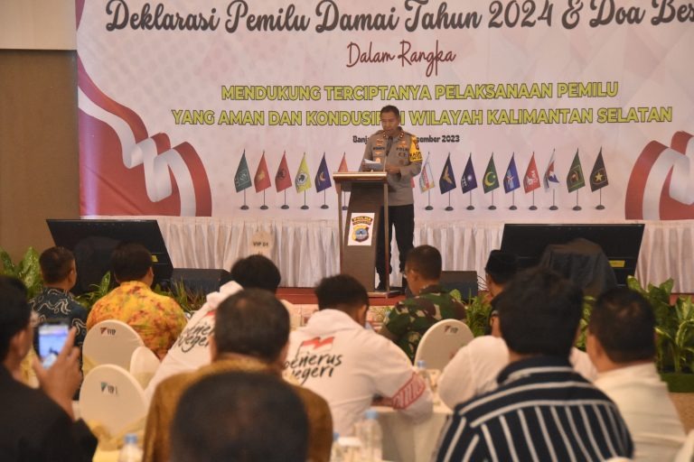 polda kalsel gelar deklarasi pemilu damai tahun 2024 ciptakan pemilu aman dan kondusif 67975