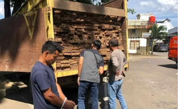 polisi ringkus truk pengangkut kayu ilegal di jambi 59979