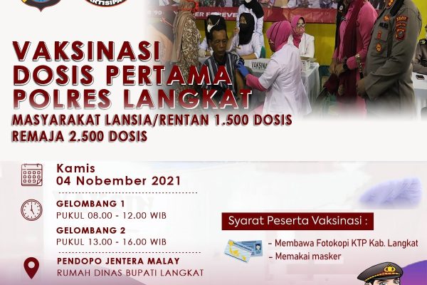 polres langkat gelar vaksinasi sasar lansia dan milenial 9860