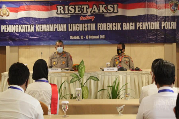 puslitbang polri lakukan riset aksi katpuan linguistik forensik bagi penyidik di polda sulut 11944