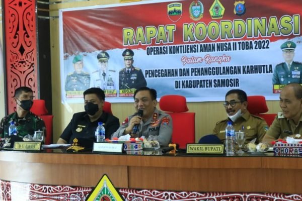 rapat kordinasi kontijensi aman nusa ii toba 2022 kapolda sumut kerjasama semua pihak untuk mencegah karhutla 48880