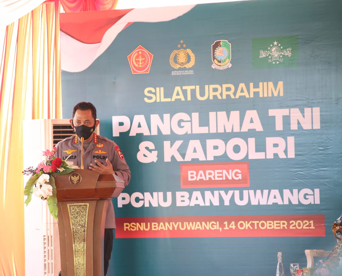 silahturahmi dengan pcnu banyuwangi kapolri bersama panglima tni ajak perkuat penanganan covid 19 24629