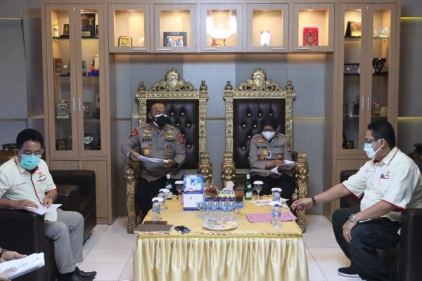 terima audiensi pengurus koni polda kalteng bantu vaksinasi atlet dan pengamanan selama pon 26684