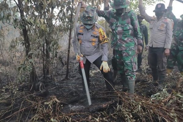 titik api karhutla riau meningkat kapolda perintah jajarannya gencar lakukan pemadaman 9019