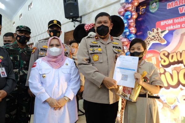 wakapolda riau bersama bupati bengkalis tinjau vaksinasi massal presisi bagi anak usia 6 11 tahun 34486